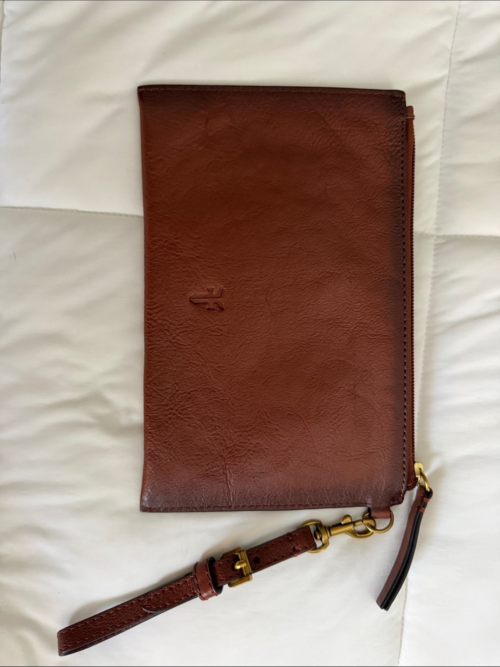 Brown Leather Wristlet Clutch - Classic  Accessory